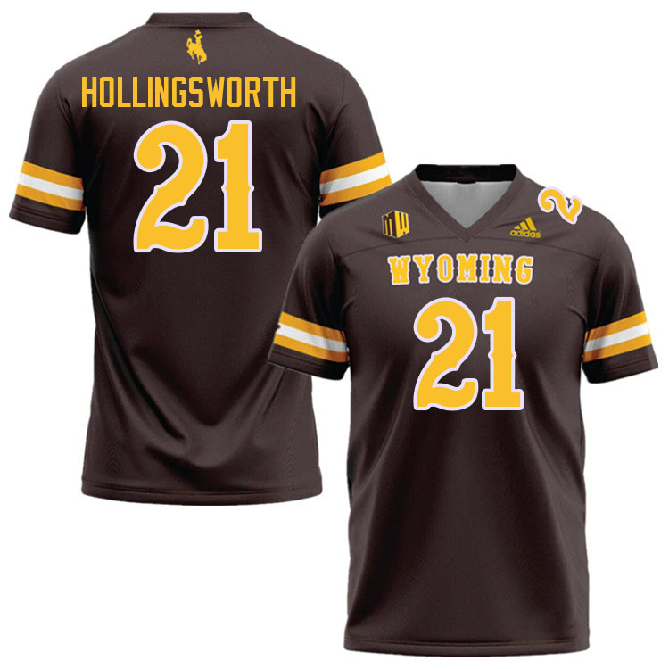 Wyoming Cowboys #21 Jeremy Hollingsworth College Football Jerseys Stitched Sale-Brown